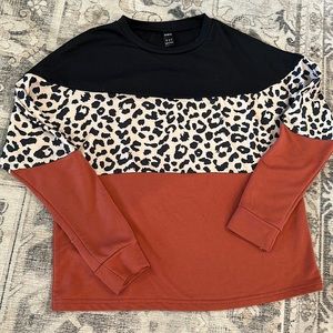 Leopard block long sleeve